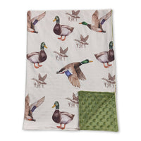 Mallard Duck Blanket Olive Polka Dots