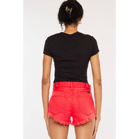 Maddy Short: Red High Rise Western Shorts