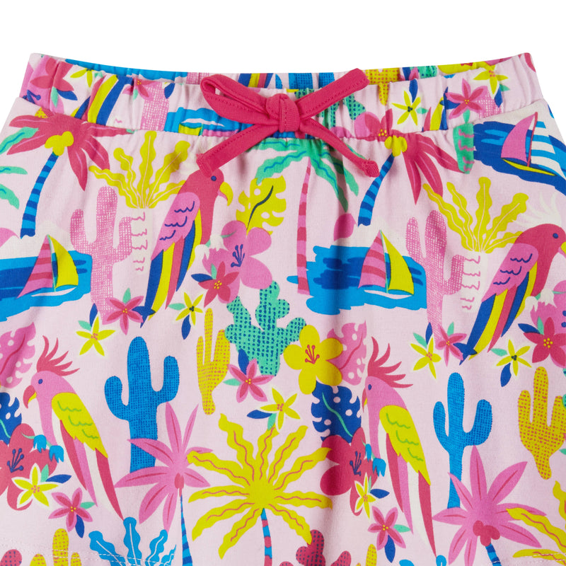 Girls Toddler Palm Tree Tee & Tropical Skort Set