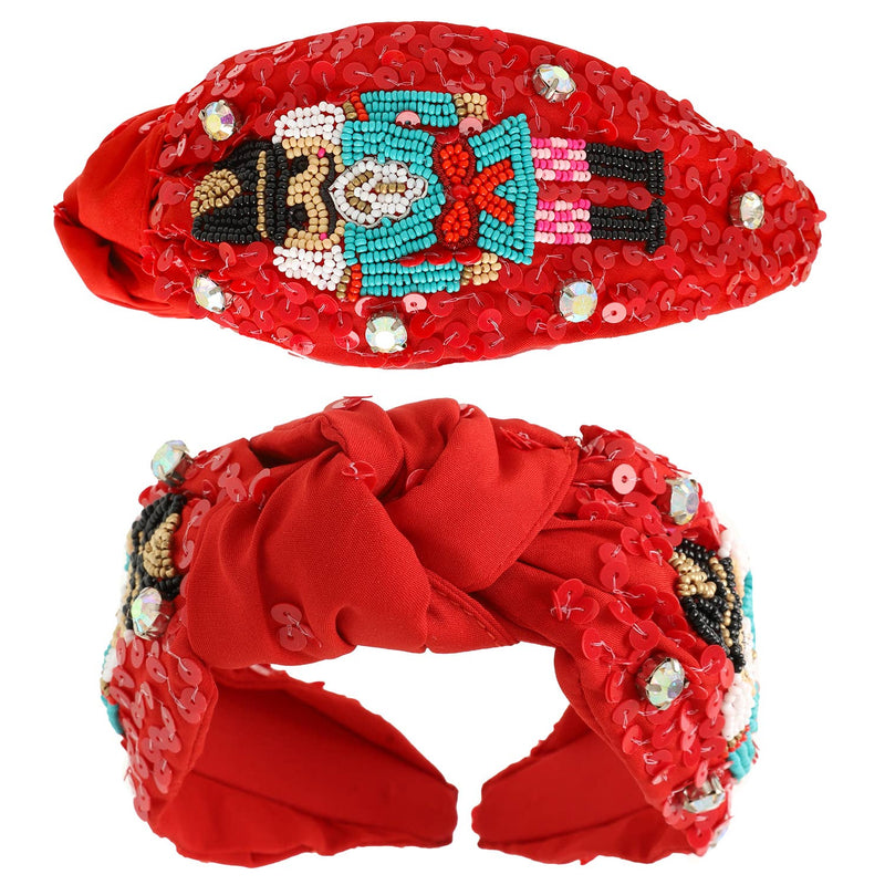 Sophia Collection - Christmas Nutcracker Jeweled Top Knotted Headband : Green