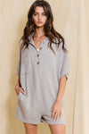 Ultra-comfy Oversize Heather Grey Solid Textured Knit Romper