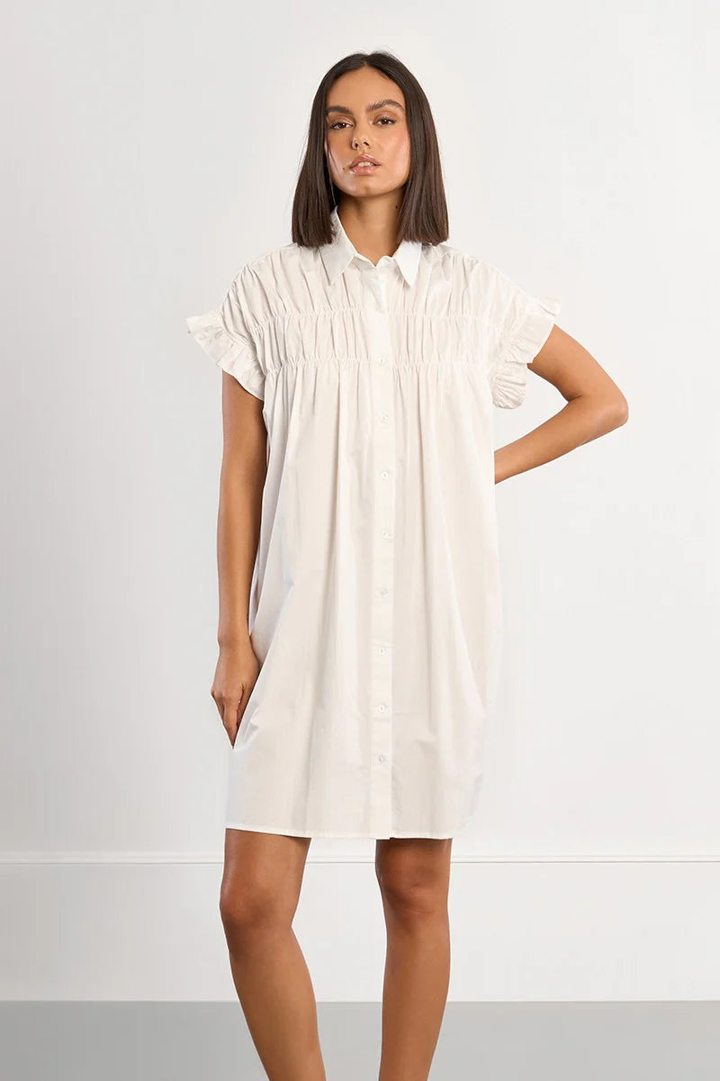 WHITE YOUNG LADIES WOVEN DRESS