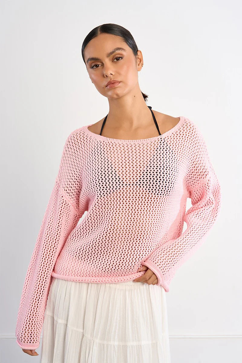 PINK YOUNG LADIES KNITTED SWEATER