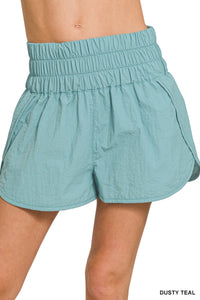 Windbreaker Smocked Waistband Running Shorts