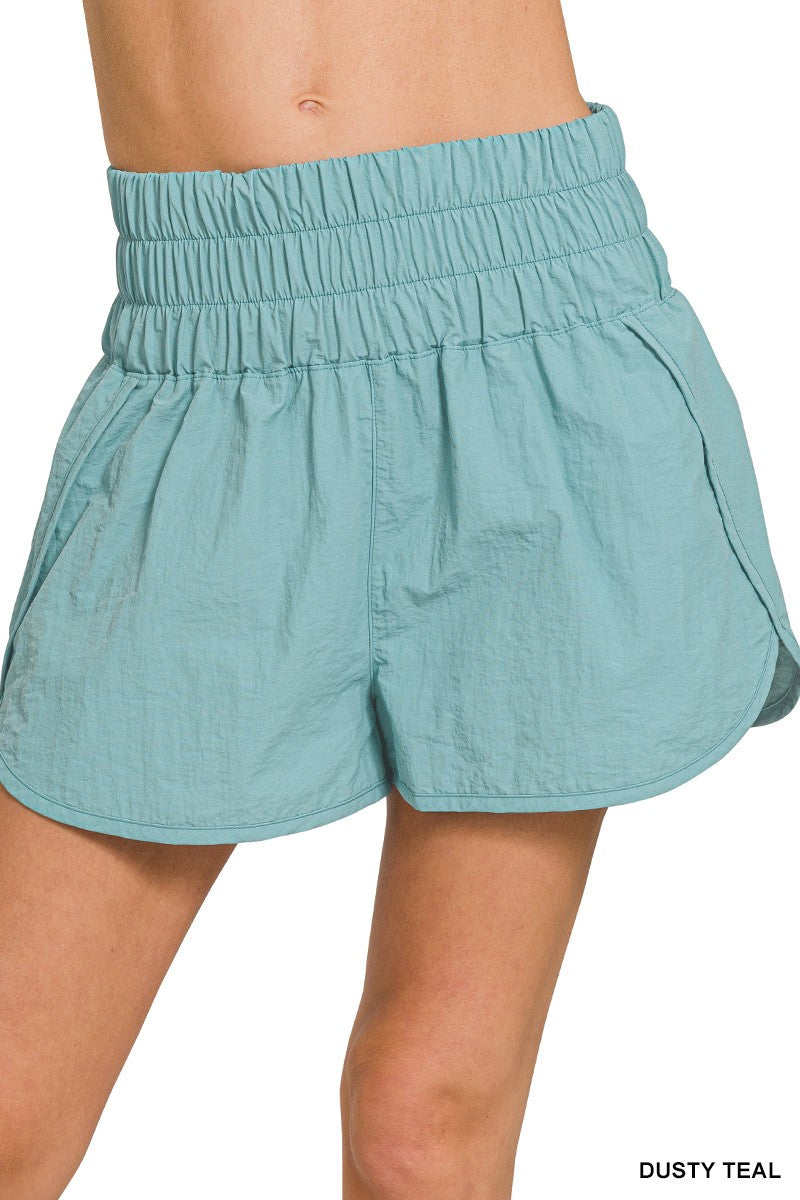 Windbreaker Smocked Waistband Running Shorts