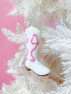 Rock Paper Scissors - Pink Bow Cowboy Boot Christmas Ornament