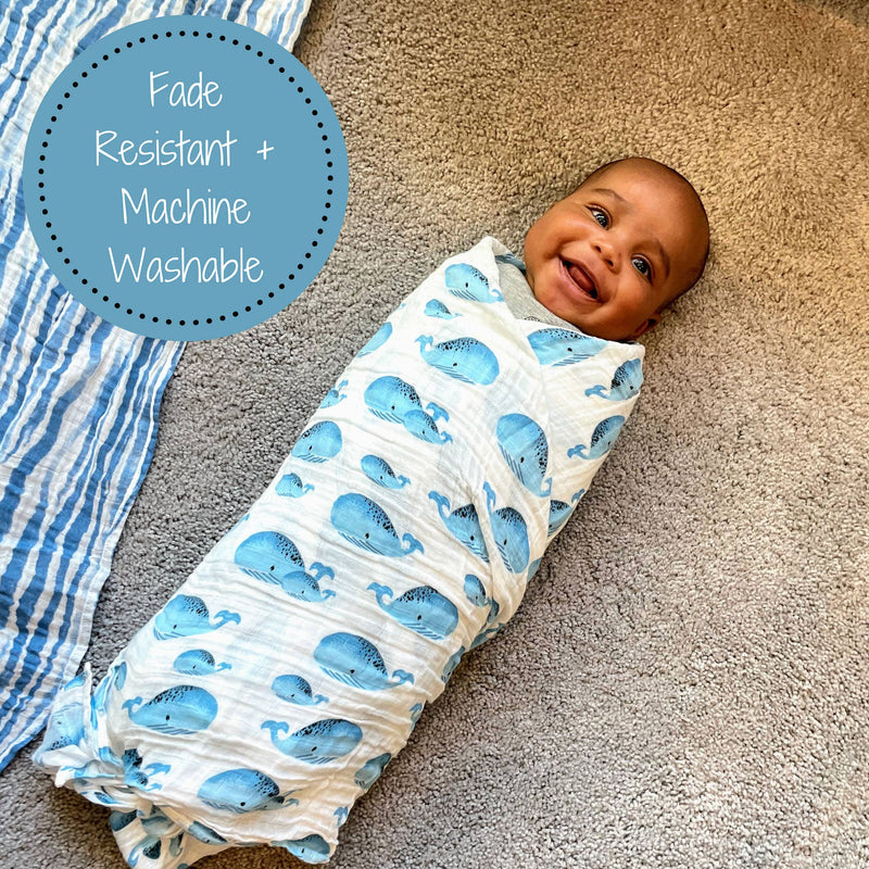 LollyBanks - Whale, Whale, Whale Baby Swaddle Blanket