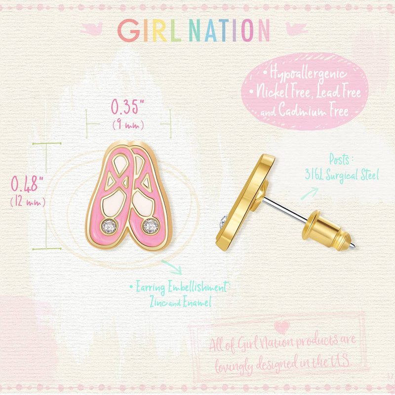 Girl Nation Ballet Slippers Cutie Stud Earrings