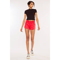 Maddy Short: Red High Rise Western Shorts