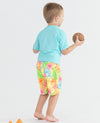 RuffleButts + RuggedButts - Boys Tropical Breeze Blue Short Sleeve Rash Guard