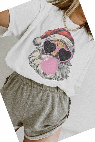 Bubble Gum Jolly Santa Oversized Tee