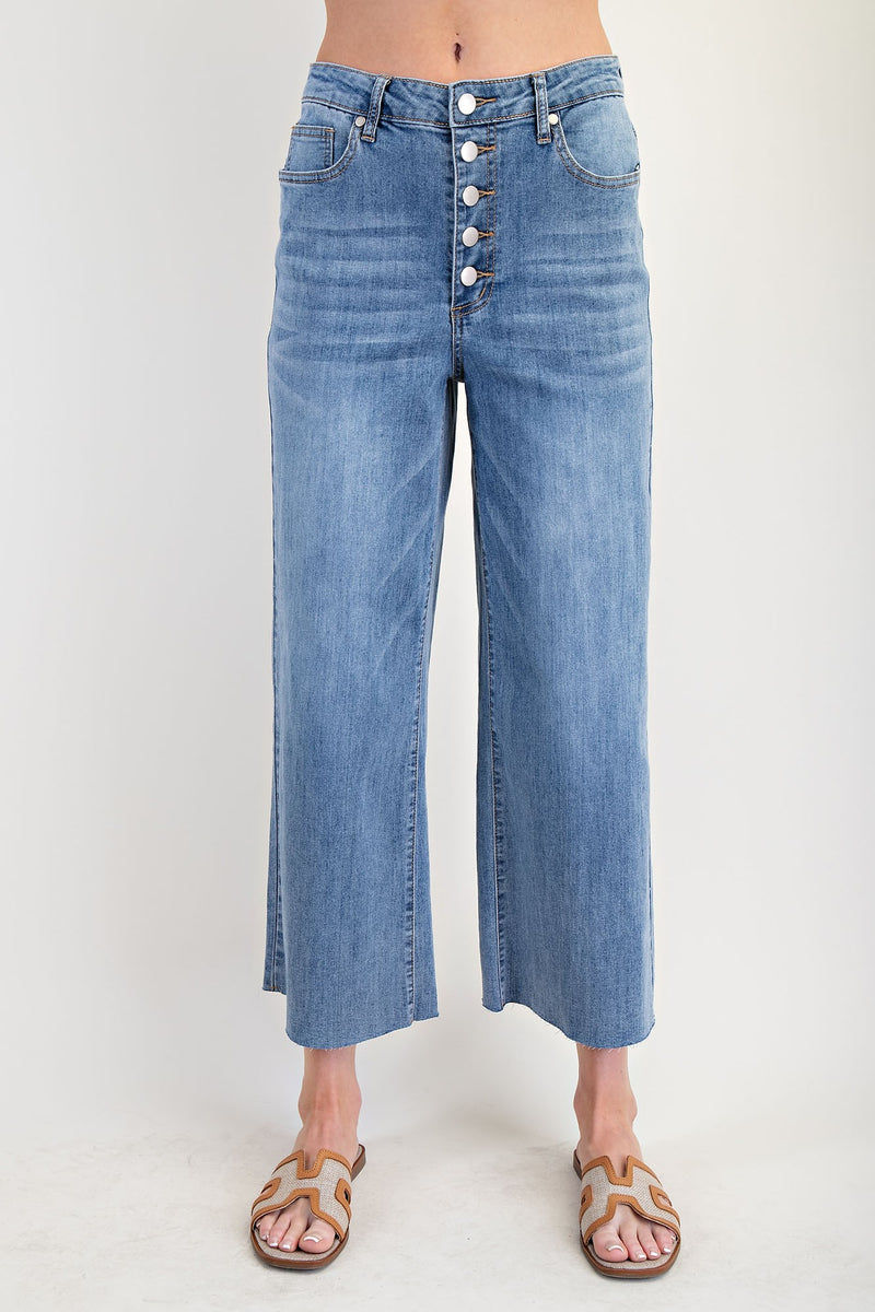 Sara Pants: Washed Denim Button Fly