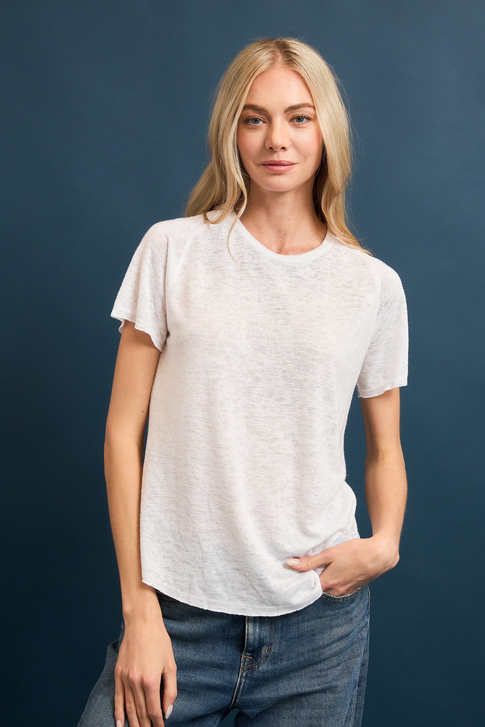 White Hacci Slub Raglan Tee
