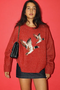 Vintage Red Flying Duck Knit Sweater