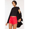 Maddy Short: Red High Rise Western Shorts