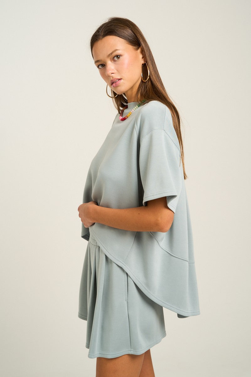 Heather Grey Soft Modal Pleated Back Tee