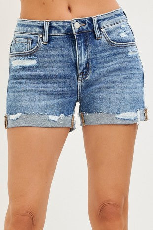 Mid Rise Cuffed Shorts
