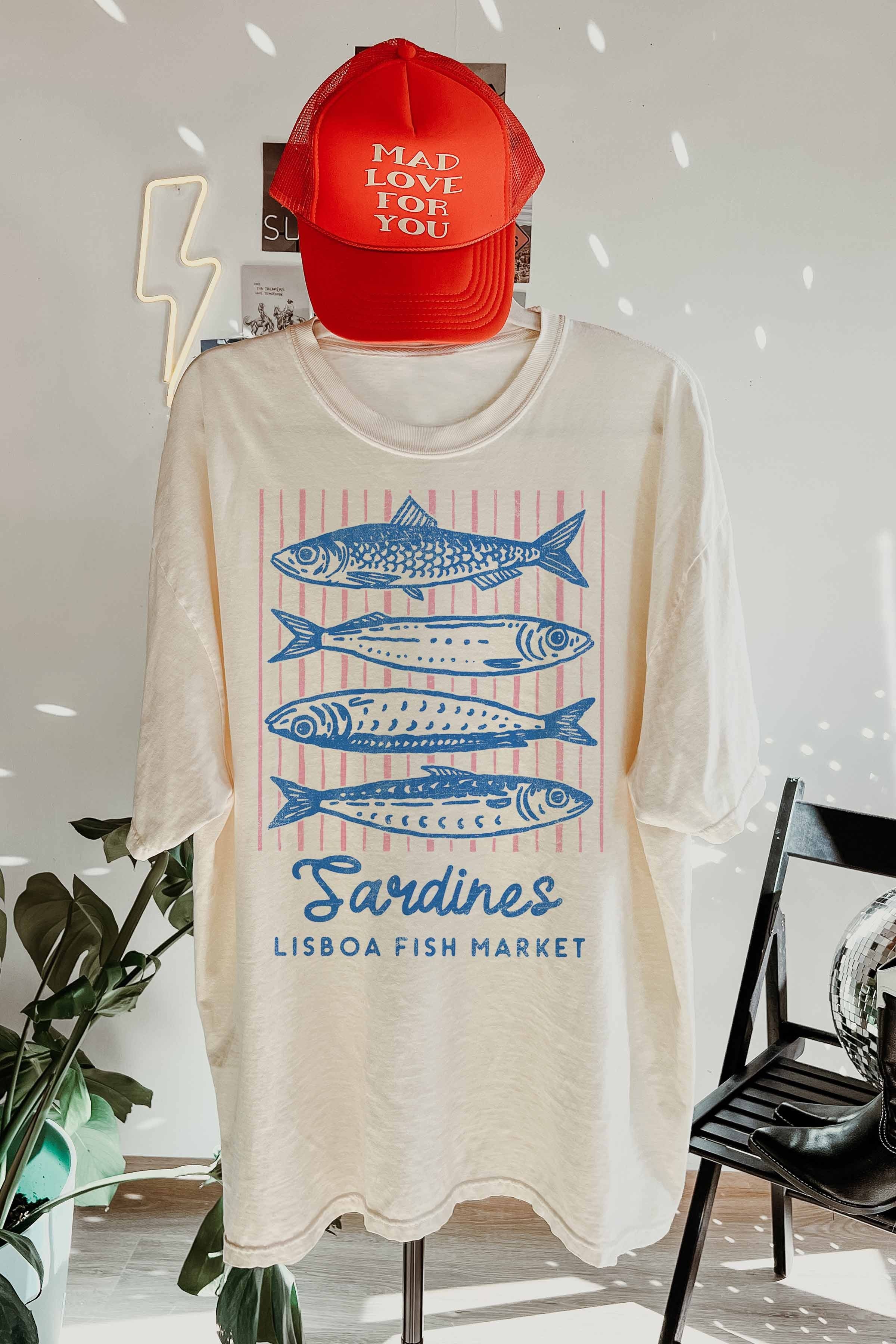 Sardines Lisboa Fish Market Oversized Graphic Tee