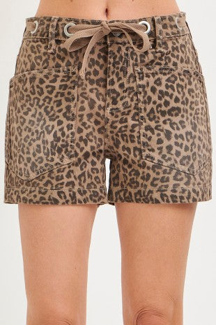 Slouchy Leopard Print Patch Pocket Shorts