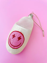 Rock Paper Scissors - Pink Smiley Face Slipper Christmas Ornament