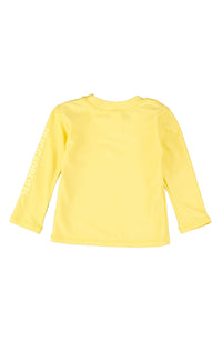 RuffleButts + RuggedButts - Boys Banana Yellow Long Sleeve Logo Rash Guard