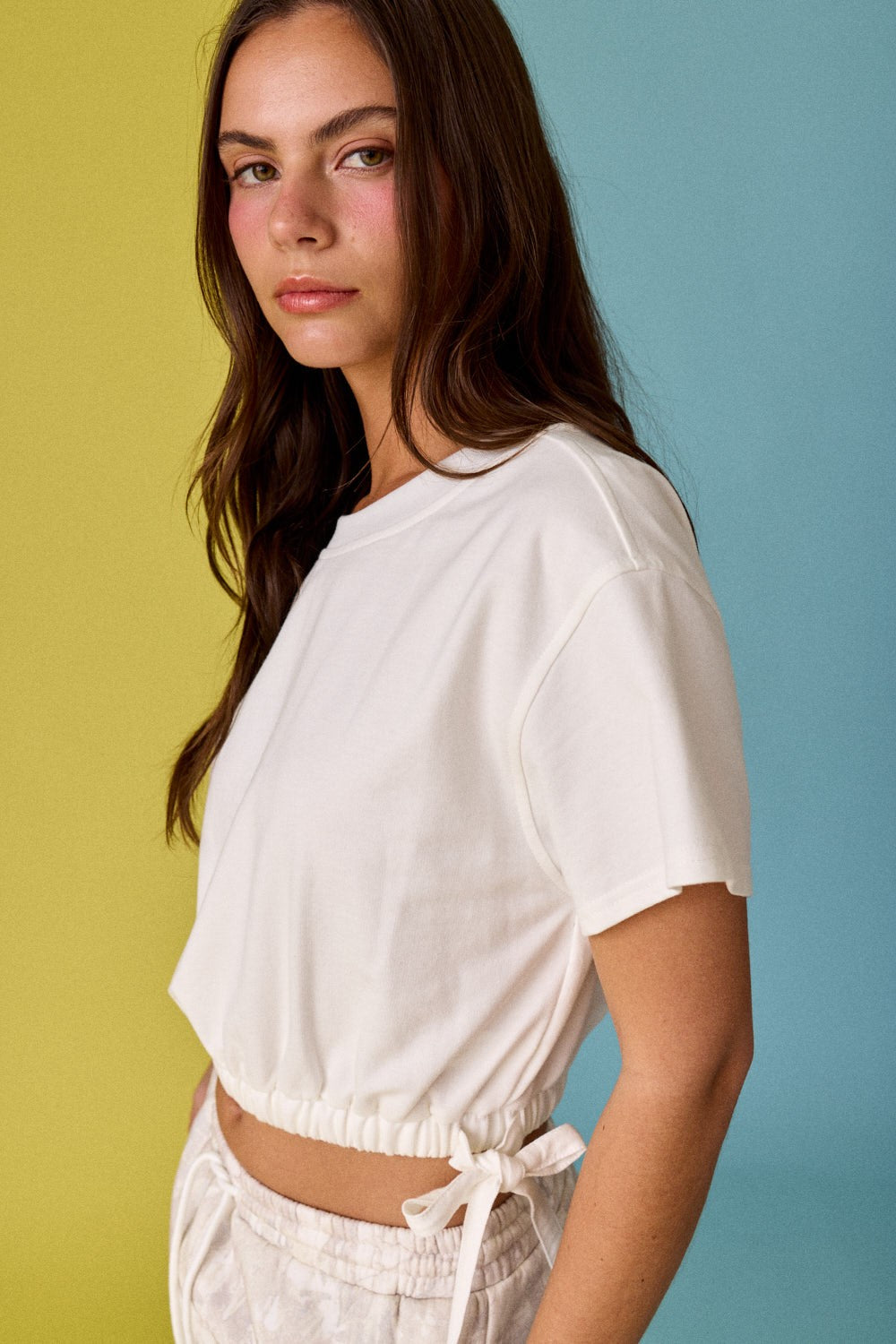 White Side Tie Crew Tee