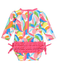 RuffleButts + RuggedButts - Baby Girls Tropical  Long Sleeve One Piece Rash Guard