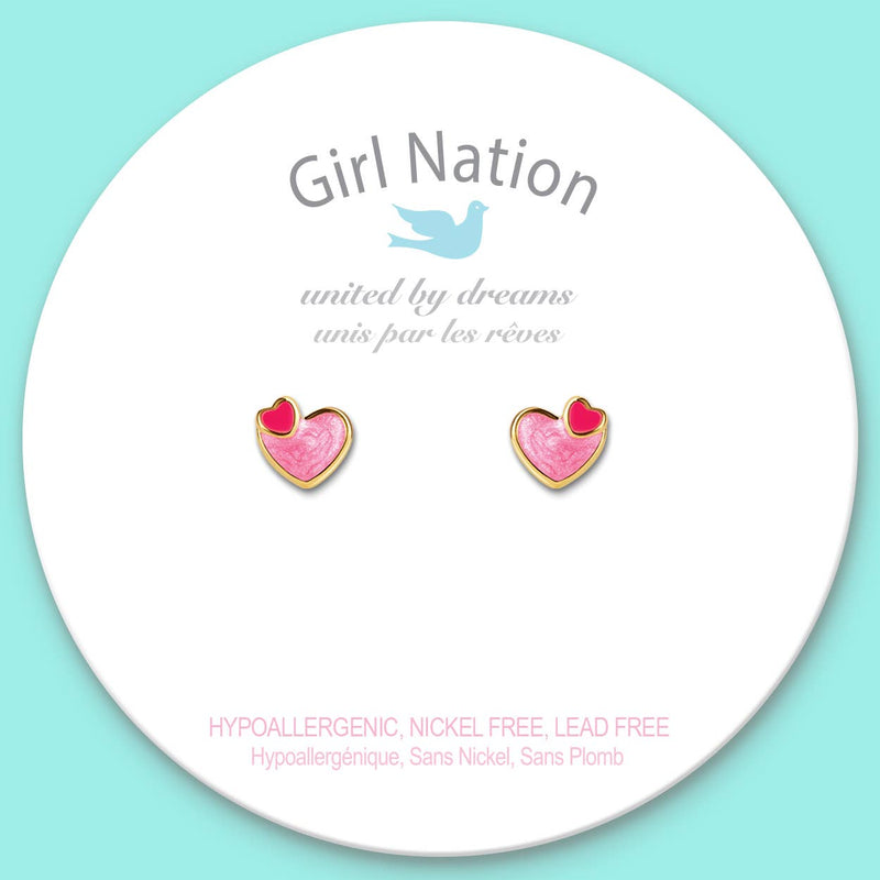 Girl Nation Heart 2 Heart Cutie Stud Earrings