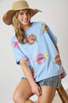 Fantastic Fawn - Sequin Pool Tube Short Sleeve Tee: LIGHT BLUE