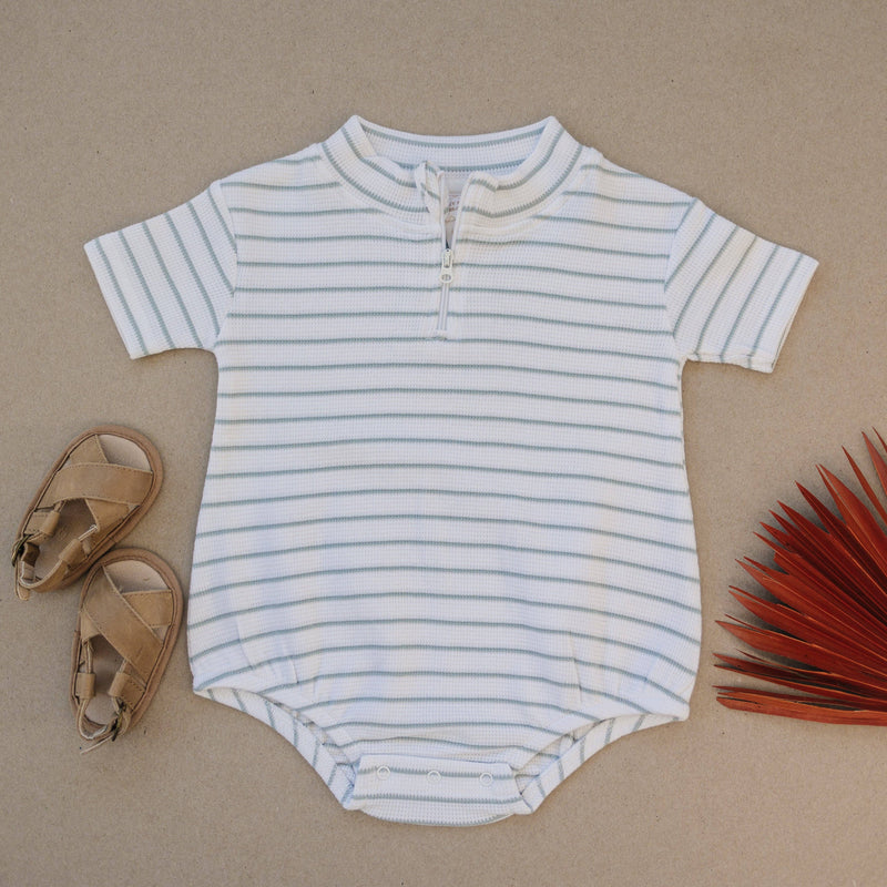 Henry Drew Collection - Bubble Romper | Seafoam Stripe