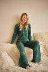 Lana Set: Green Soft Cozy Star Print Sweater with Pants