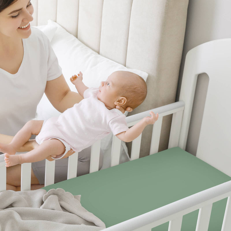 KeaBabies Gentle Bamboo Fitted Mini Crib Sheets: Hedges