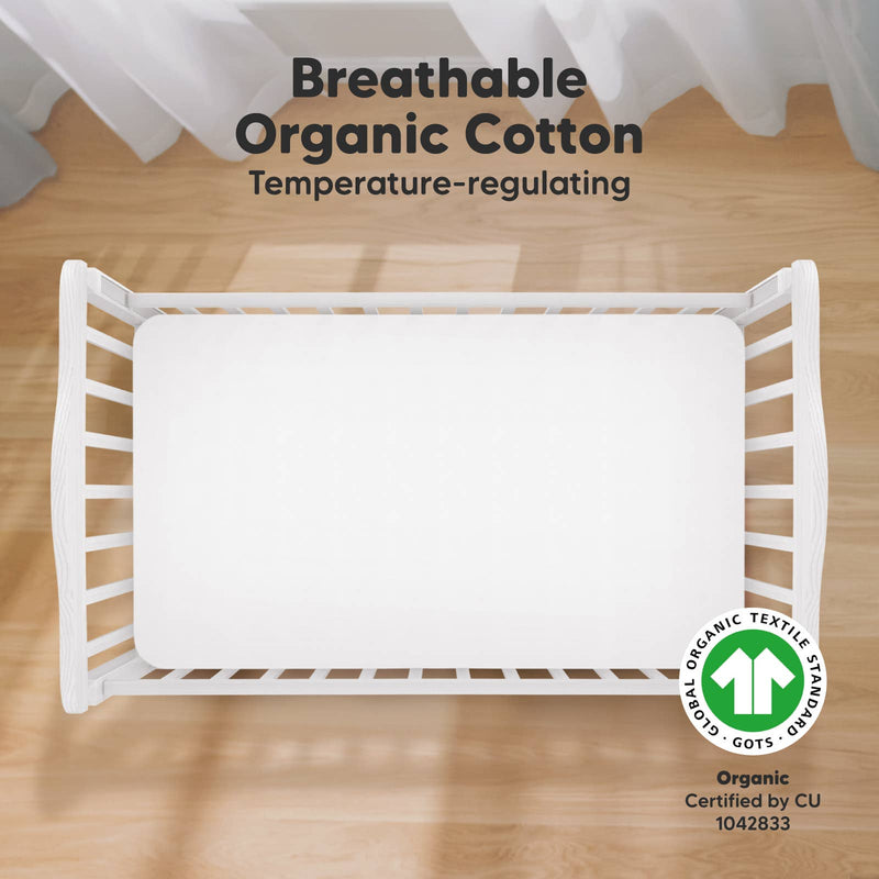 KeaBabies - 2-pack Organic Cotton Fitted Crib Sheet (Cloud)