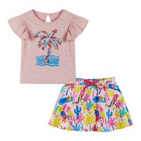 Girls Toddler Palm Tree Tee & Tropical Skort Set