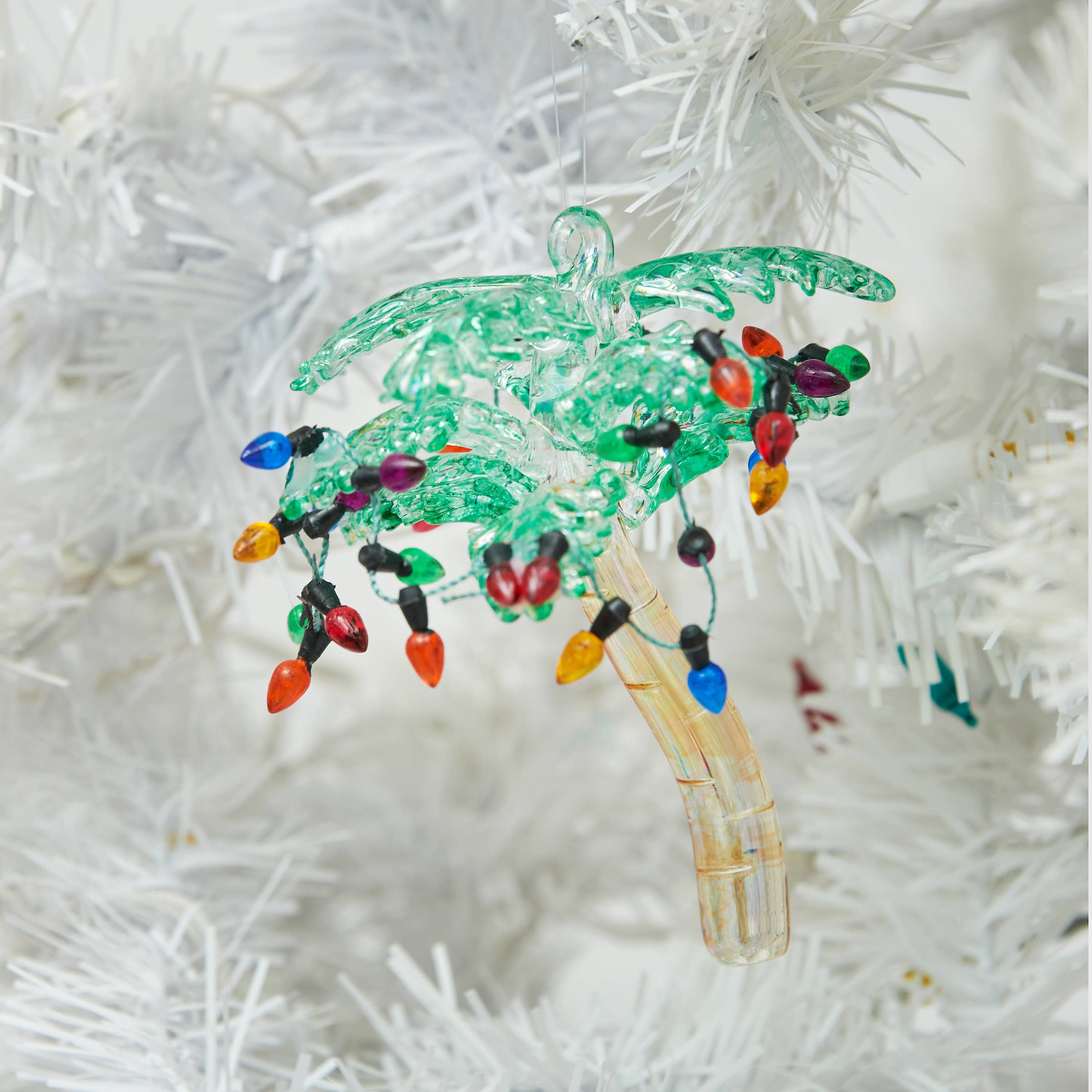 C&F Home - Christmas Palm Tree With Lights Glass Ornament