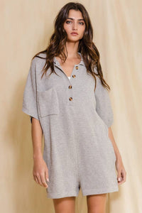 Ultra-comfy Oversize Heather Grey Solid Textured Knit Romper