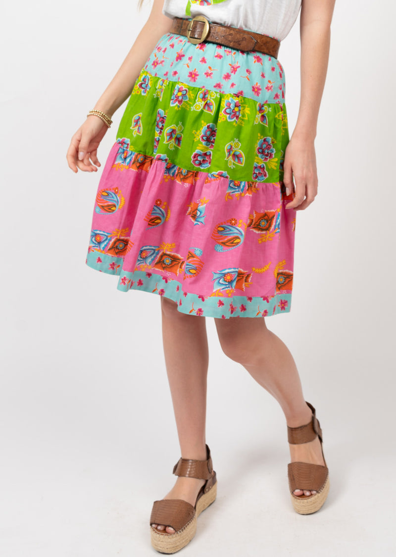 Ivy Jane Tri-Print Tiered Skirt