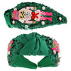 Sophia Collection - Christmas Nutcracker Jeweled Top Knotted Headband : Green