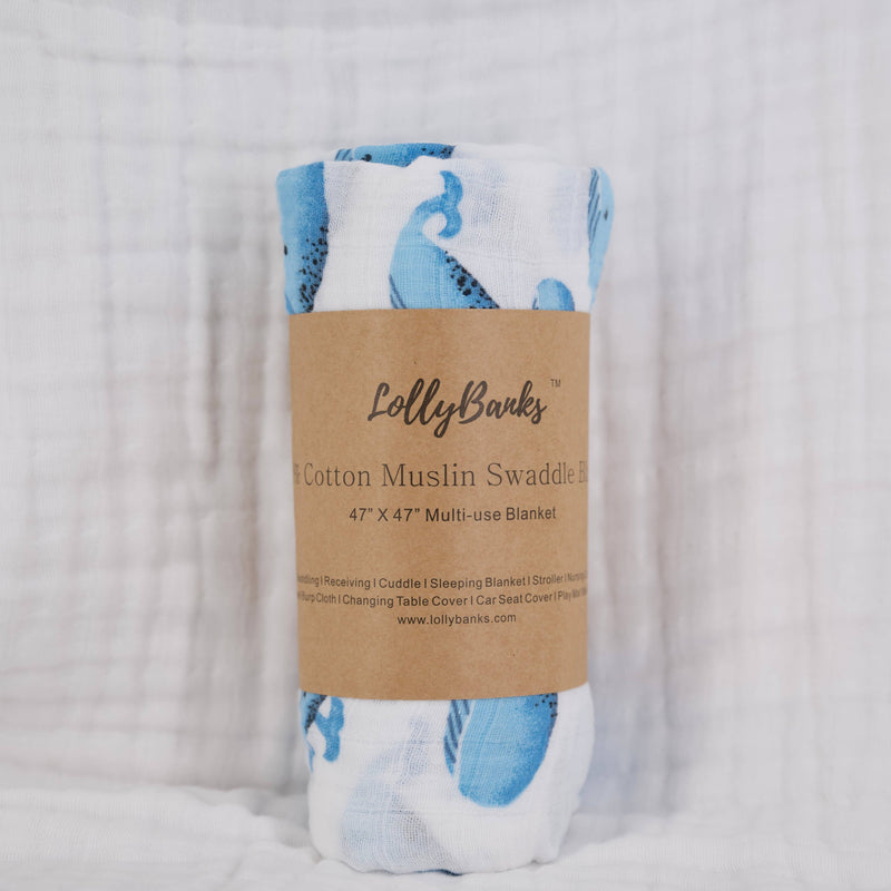 LollyBanks - Whale, Whale, Whale Baby Swaddle Blanket