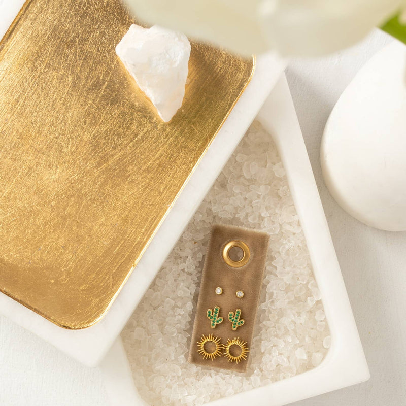 Splendid Iris - Cactus Velvet Stud Gift Set: Gold