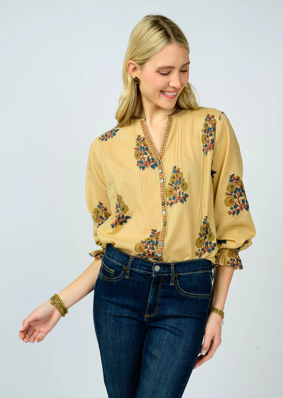 Ivy Jane Camel Banded Front Tucked Top