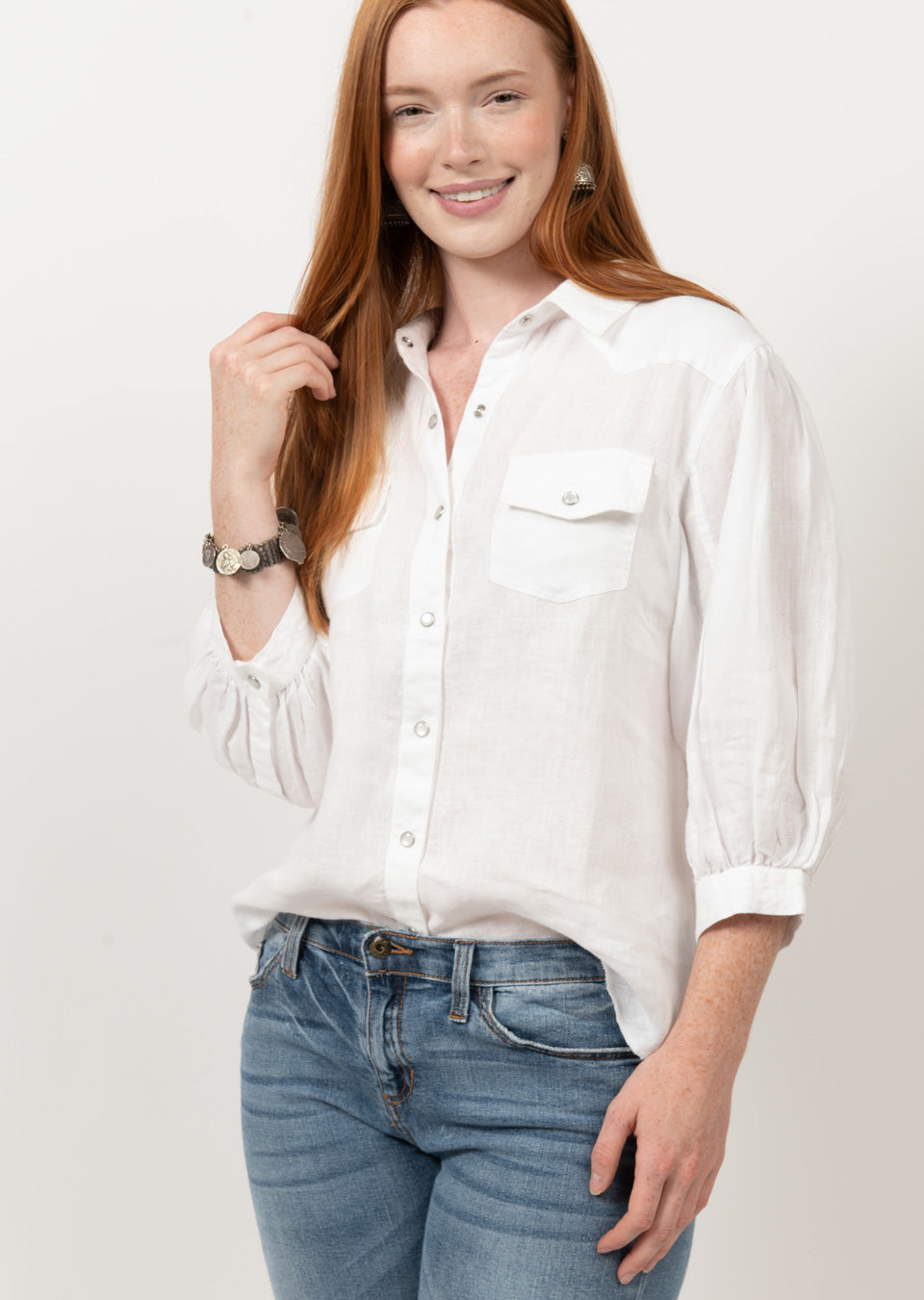 Ivy Jane Snap Front Linen White