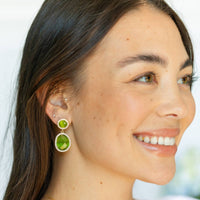 Splendid Iris - Clementine, Pave Stone Double Drop Earrings: Coral