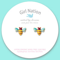 Girl Nation Buzzing Bee Cutie Stud Earrings