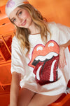 Rolling Stones Heather Grey Sequin Tongue Tee