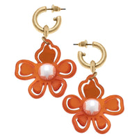 Canvas Style - Julia Resin Flower Drop Earrings: Orange