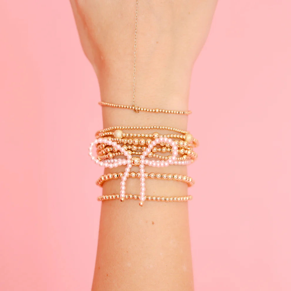 Pink Pearl Beaded Bow Bracelet