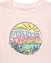 RuffleButts - Girls' Pale Pink "Chasing Sunsets" Graphic Tee