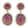 Splendid Iris - Clementine, Pave Stone Double Drop Earrings: Olive