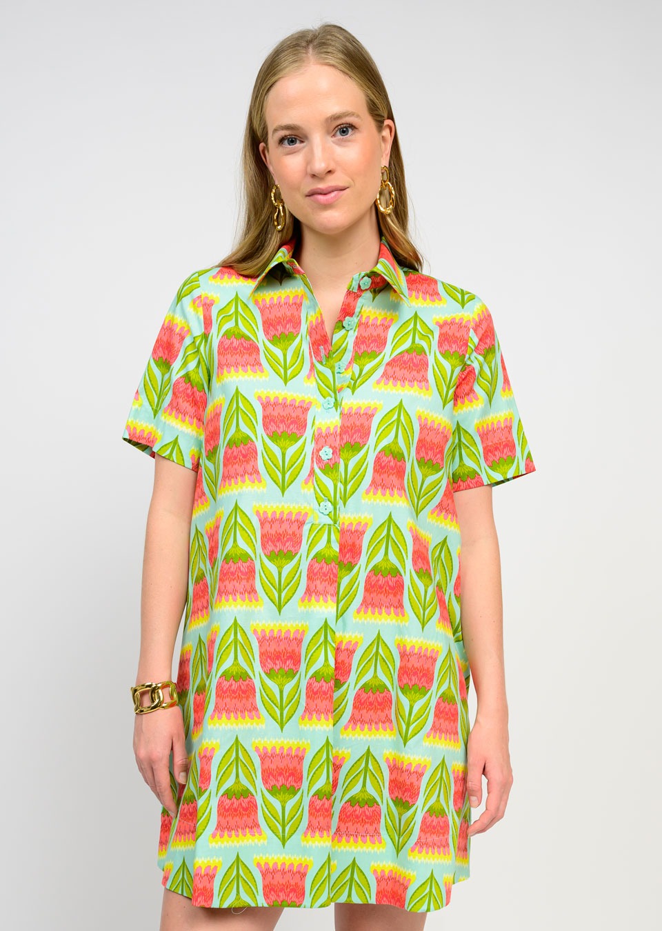 Aqua Swing Shirt Dress